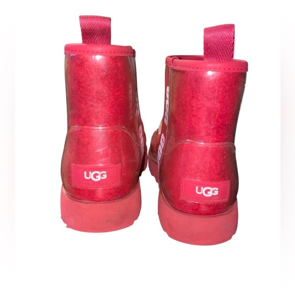 CLASSIC UGG Clear Mini Red Waterproof Ankle Boots - Picture 4 of 5